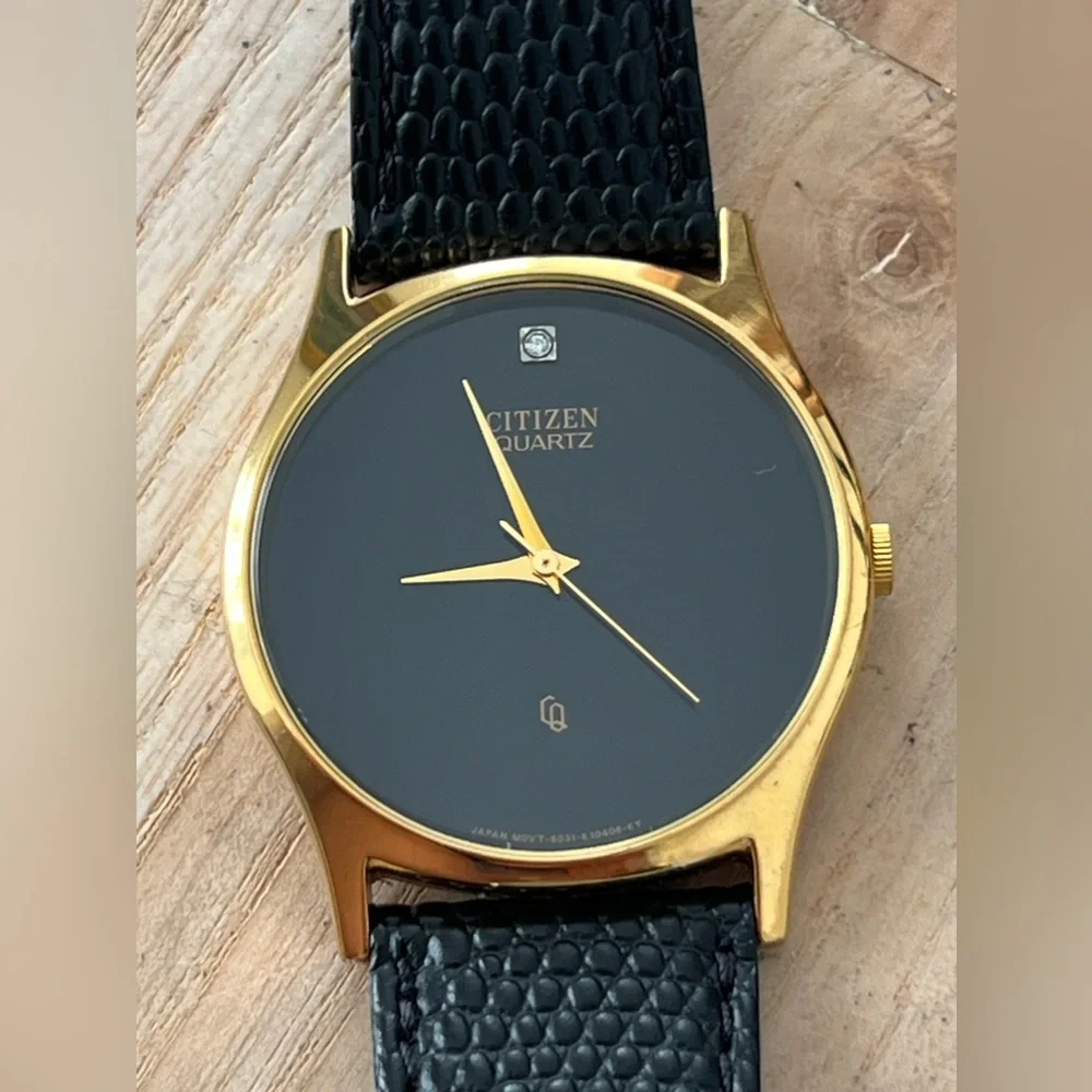 Citizen Gold Case Black Dial Men's Quartz Watch